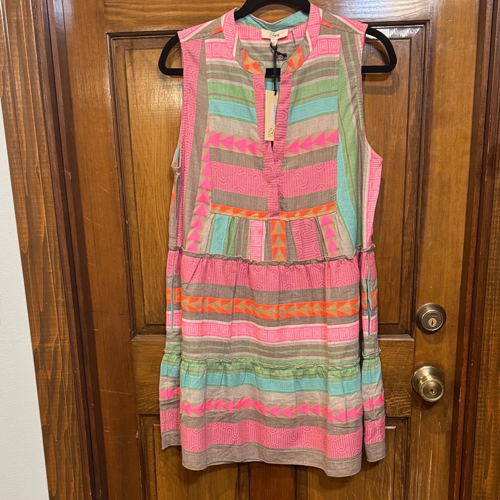 Elan Multicolor Geometric Pattern Dress size L brand new with tags